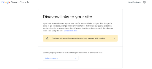 Google search console Diavow links